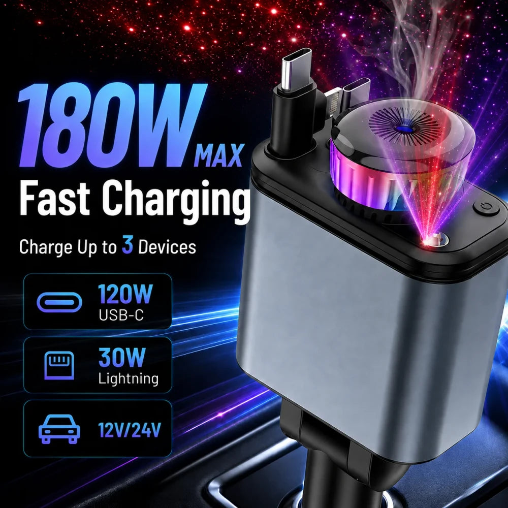 5 in 1 Multifunctional Retractable Car Charger