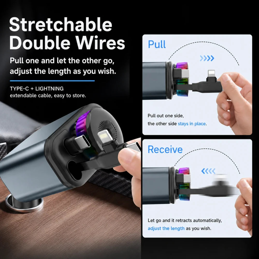 5 in 1 Multifunctional Retractable Car Charger