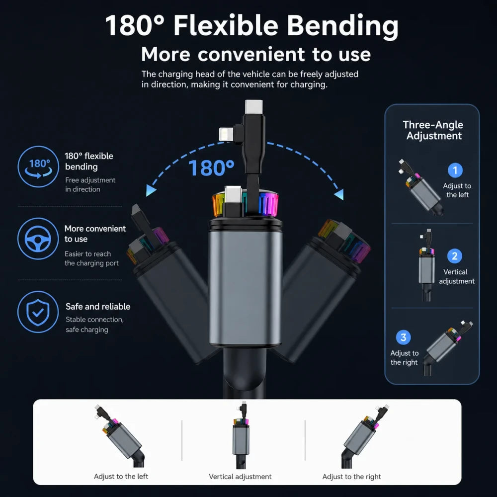 5 in 1 Multifunctional Retractable Car Charger