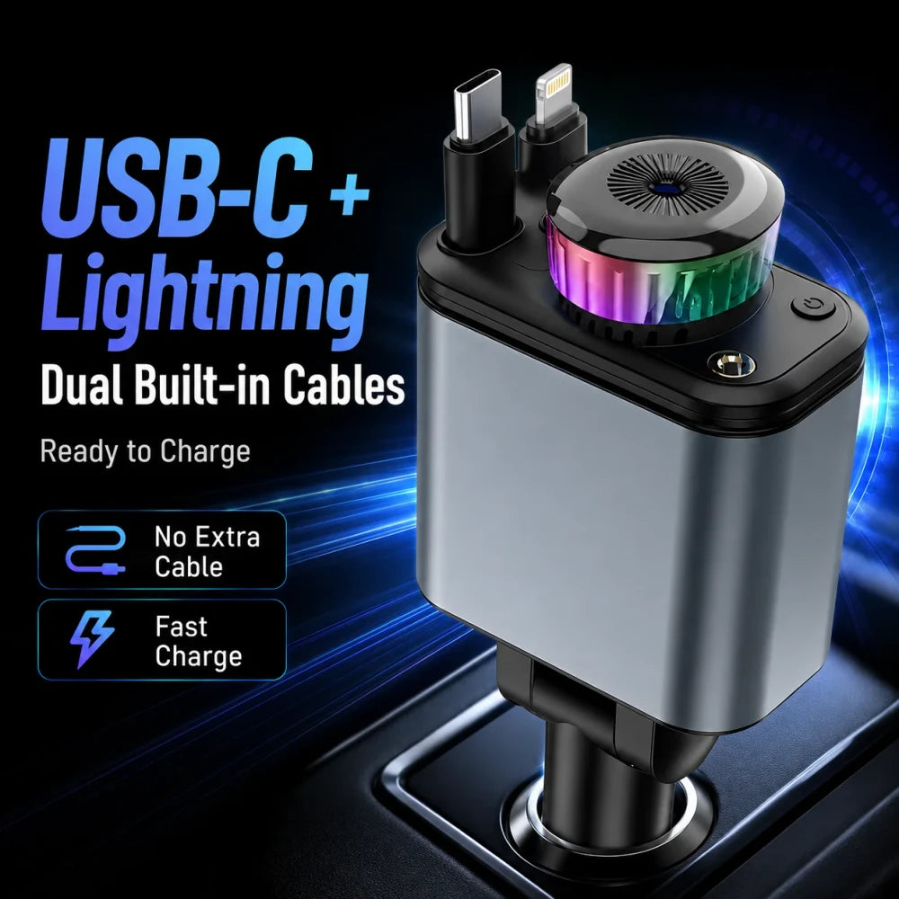 5 in 1 Multifunctional Retractable Car Charger