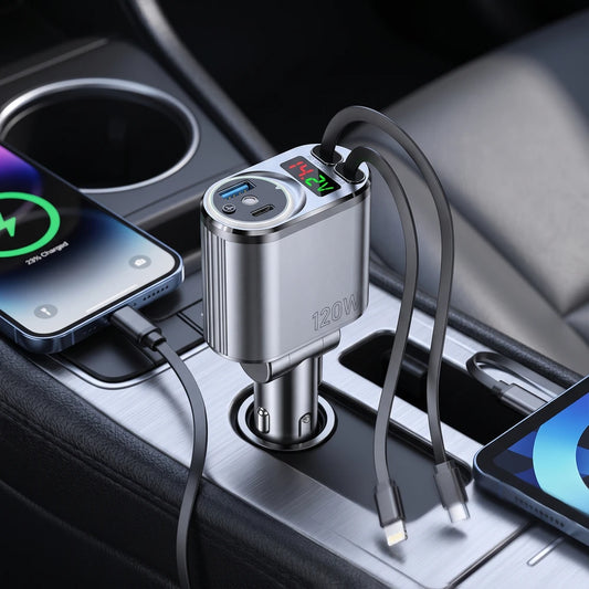 4 in 1 Retractable Car Mobile Charger