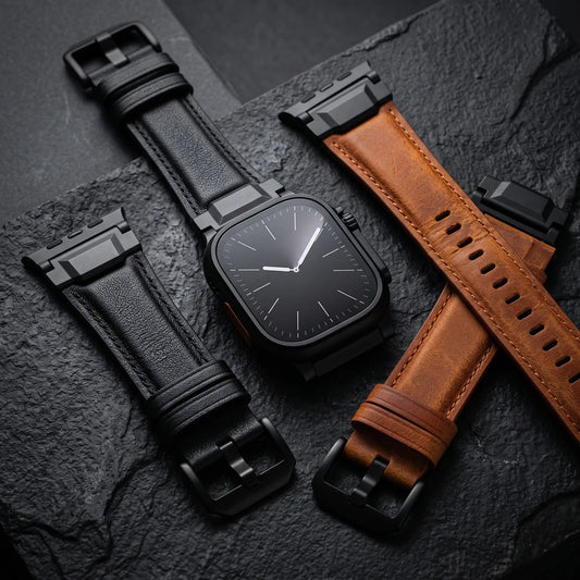 Leather Apple Watch Band Plus Metal Case