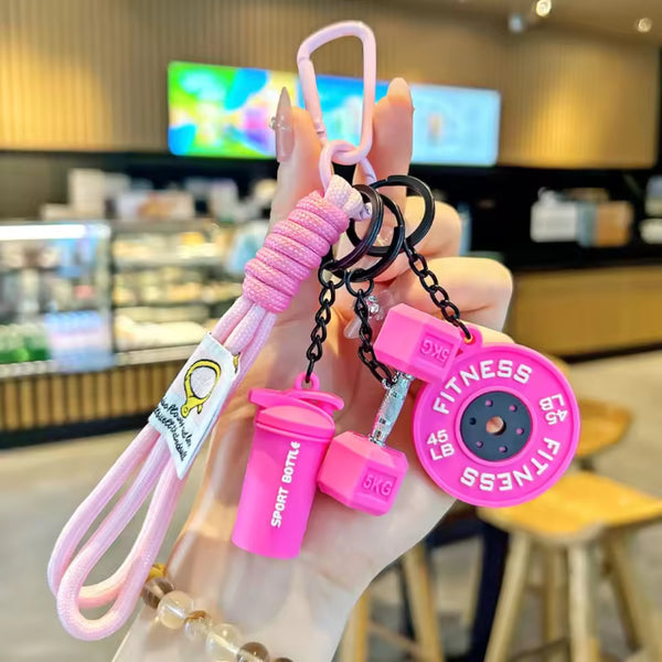 Mini Barbell Fitness Keychain Charm