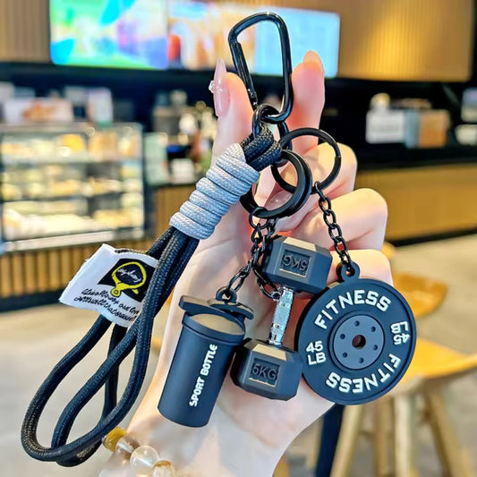 Mini Barbell Fitness Keychain Charm